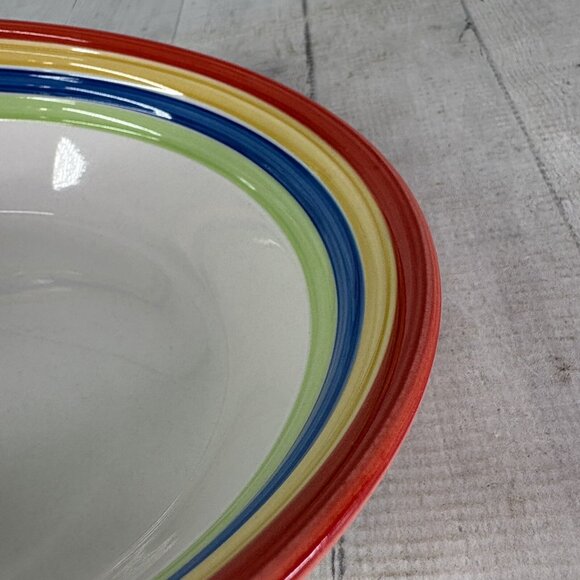 Gibson STYLISH LIVING RAINBOW STRIPES Multicolor Round Stoneware Serving Bowl - Picture 13 of 16